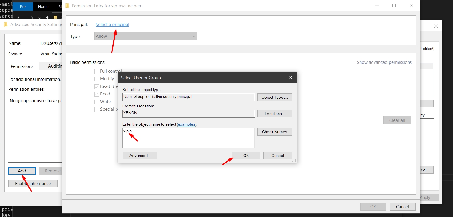 Add user permission to private key file