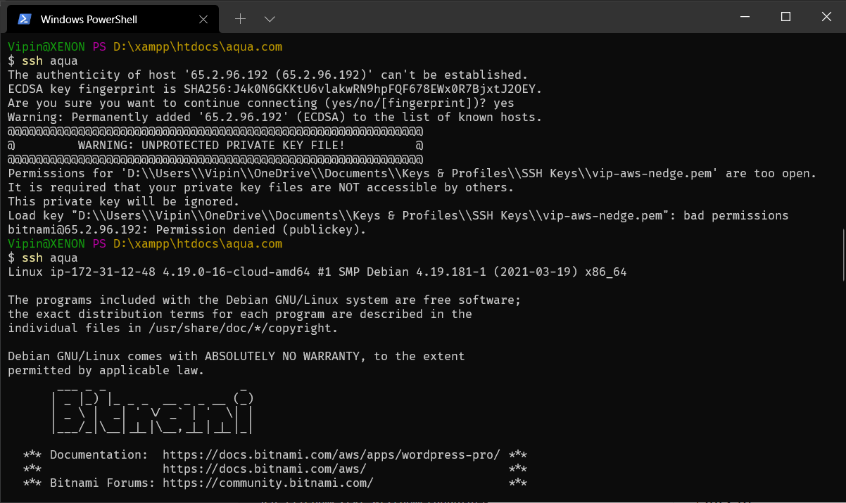 Warning: Unprotected Private Key File!