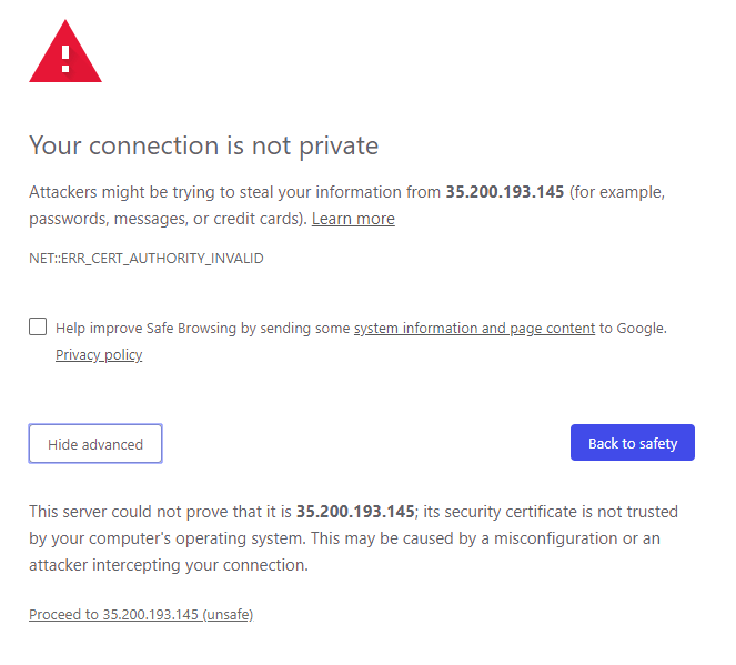 connection not private error