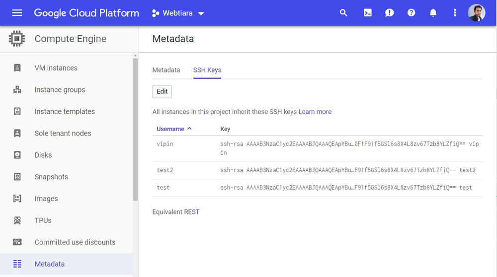 Add SSH Keys on Google Cloud