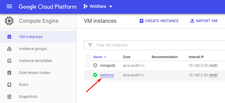 click on vm instance to edit