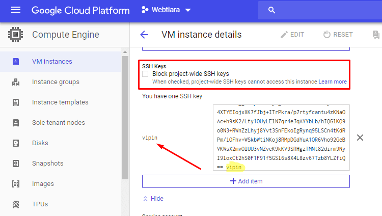 add ssh keys to google cloud vm