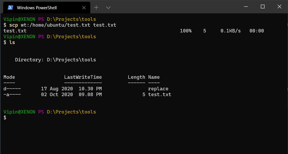 windows to windows file transfer scp